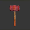 Red Hammer with 8LB Label On Red Head And Yellow Red Striped Handle