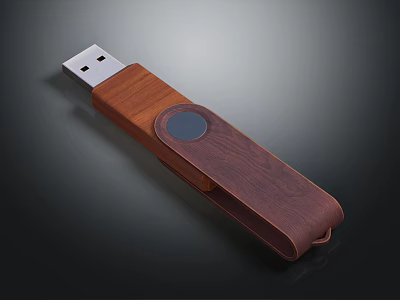 Classic Wooden USB Flash Drive With Natural Grain Design And Portable Storage Function 3d model