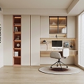 Integrated Bookcase Multifunctional Desk Chair Bookcase 3d model