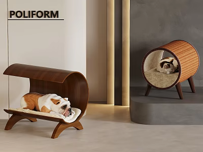 POLIFORM Modern Wooden Pet Beds For Dog And Cat With Cozy Interior 3d model