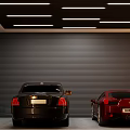 Modern Garage With Luxury Cars And Stylish Lighting