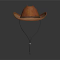 Brown Leather Cowboy Hat With Adjustable Chin Strap For Daily Wear