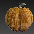 Vine Bearing Ripe Orange Pumpkin With Green Leaf And Smooth Surface