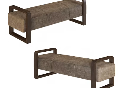 Modern Upholstered Ottoman Bench With Wooden Frame And Comfortable Seat Design 3d model