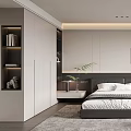 Modern Bedroom Interior Design With Large Bed Wardrobe And Area Rug 3d model