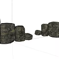 Stone and Wood Blocks of Various Sizes Arranged in Decorative Formation