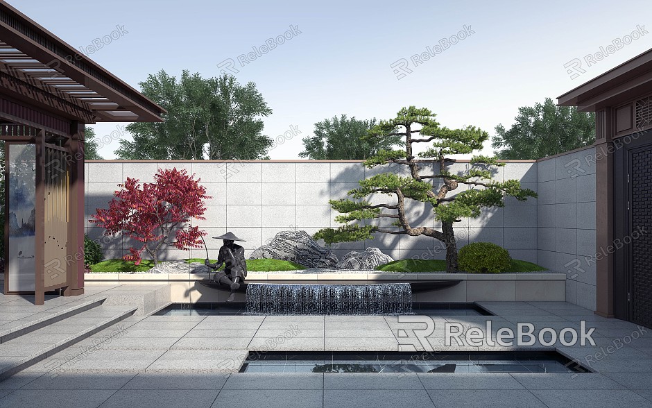 New Chinese Courtyard Courtyard Landscape model