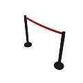 Black Stanchion Queue Barrier With Red Tape For Crowd Control Setup 3d model