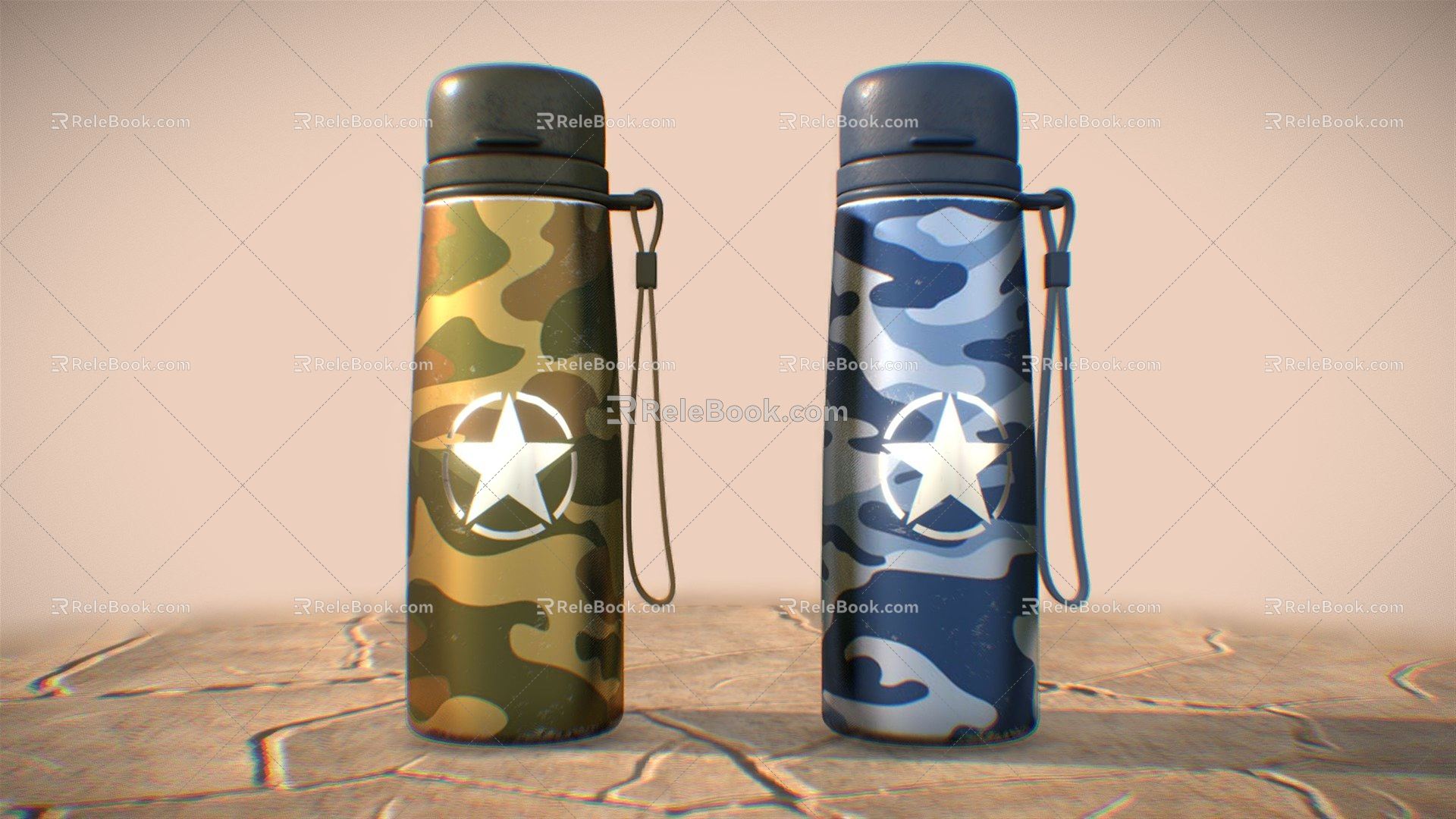 Modern thermos cup military kettle 3d model