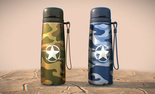 Modern thermos cup military kettle 3d model