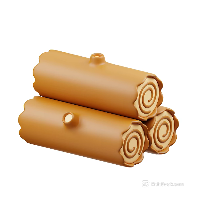 Elegant Brown Scrolled Edge Decorative Ornament Set With Cylindrical Design And Stacked Arrangement 3d model 