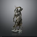 Intricate Mythological Sculpture Carving with Dynamic Twisted Body and Ornamental Details