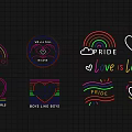 Colorful Neon Decorative Lights with Rainbow Heart and Pride Love Messages