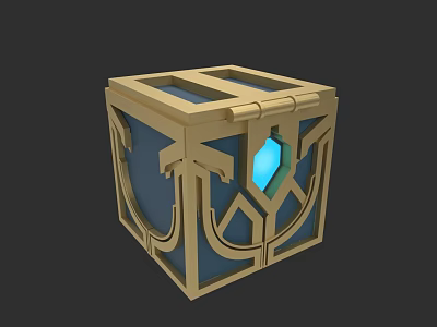 Decorative Ornament Set With Golden Frame Blue Panel And Glowing Gemstone 3d model