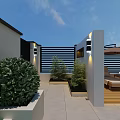Modern Courtyard Garden Decor With Cozy Outdoor Seating Area And Lush Green Plants Design