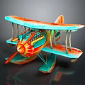 Colorful Biplane Passenger Aircraft With Floats