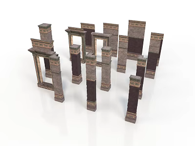 Classical Architecture Elements With Ornate Stone Columns And Decorative Frames 3d model