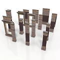 Classical Architecture Elements With Ornate Stone Columns And Decorative Frames