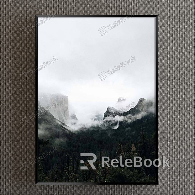 Modern Landscape Painting Simple Black and White Study Jingshan Decorative Painting model