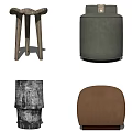 Modern Stool Low Stool Combination 3d model