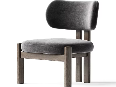 Modern Velvet Upholstered Accent Chair With Curved Back And Wooden Frame 3d model