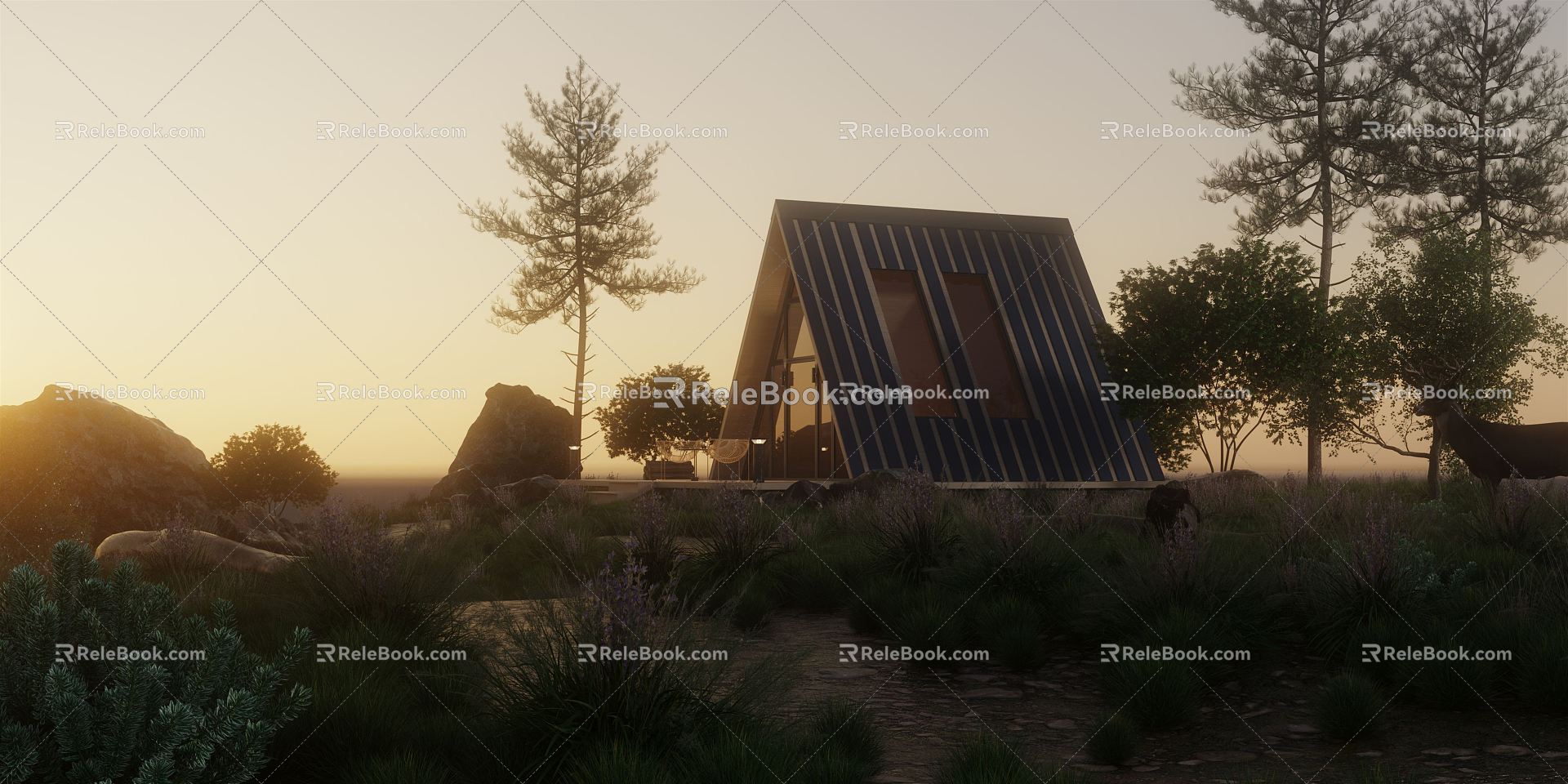 Modern wooden house 3d model