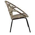 Stylish Wicker Leisure Chair Featuring Round Backrest Decorative Patterns And Black Metal Legs