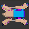 Mechanical Creature 3D Model With Multi Legged Structure And Blue Pink Purple Hues 3d model