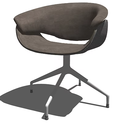 Modern Office Chair With Grey Upholstered Seat And Metal Caster Base 3d model