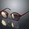 Stylish Red Round Eyeglasses With Sleek Frame And Black Temple Design