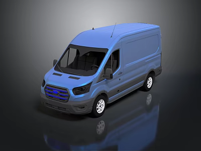 Blue Cargo Van With Modern Exterior Design And Front Grille Details 3d model