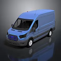 Blue Cargo Van With Modern Exterior Design And Front Grille Details
