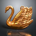 Golden Swan Shaped Fashion Accessory Pendant With Detailed Feather Design For Clothing