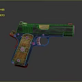 Classic Pistol With Wooden Grip And Black Metal Body Design Details