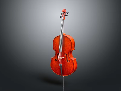 Beautiful Polished Brown Cello Musical Instrument Featuring Wooden Body And Metal Strings 3d model