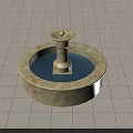 Round Stone Garden Ornament Fountain with Central Pillar and Circular Water Basin