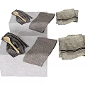 Kitchen Linen Set With Gray Beige Dish Towels Napkins And Wooden Spoon