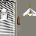 Stylish Pendant Lights With Wooden Bases And Pleated Shades For Modern Home Interior