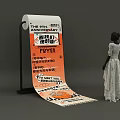 Woman Figure Next To Rolled Anniversary Promotion Poster With Fashion Style