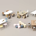 Multiple Kids Tables With Various Designs And Colorful Matching Chairs For Children