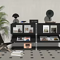 Modern Entryway Console Table with Black Metal Frame Plant Lamp and Books