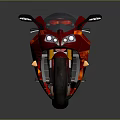 Red Sporty Motorcycle with Sleek Aerodynamic Design Black Seat and Modern Headlights