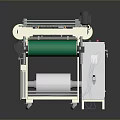 Industrial Processing Machine With Green Conveyor Belt And Multiple Workstations