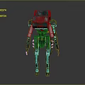 Detailed Green Robot Character With Biomechanical Armor And Futuristic Humanoid Design