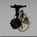 Vintage Electric Fan With Classic Metal Structure And Brass Blades Design