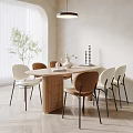Modern Cream Style Dining Table and Chair Combination Cream Dining Table and Chair 3d model