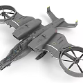Gray Fighter Jet Featuring Large Rotors Advanced Airframe And Cockpit Details