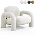 Beige Upholstered Leisure Chair With Rounded Armrests And Plush Seat Design