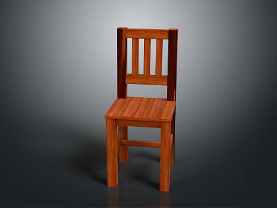 Solid Wood Chair With Vertical Slat Backrest And Flat Seat Design 3d model