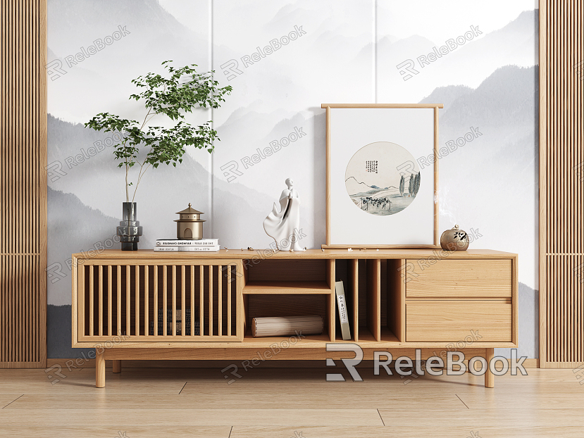 New Chinese TV Cabinet Solid Wood TV Cabinet model